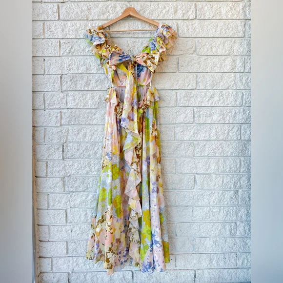 Zimmermann Pop Ruffle Midi Dress in Patch Floral - Picture 6 of 10